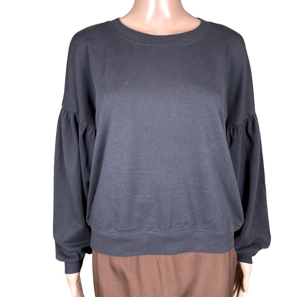 UGG Black Cotton Crewneck Puff Sleeve Sweatshirt Size S